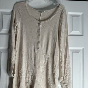 Cream Long Sleeve Henley Top